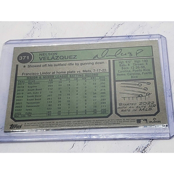 2023 Topps Heritage #371 Nelson Velazquez RC Blue Sparkle Chicago Cubs - Picture 4 of 4
